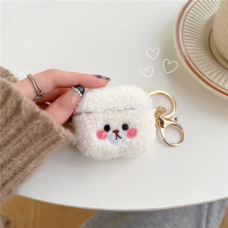 Cute Plush Teddy Bear with Pendant Wireless Bluetooth Earphone Case Suitable for Airpods1/2/3/4/pro Fashion Earphone Accessories