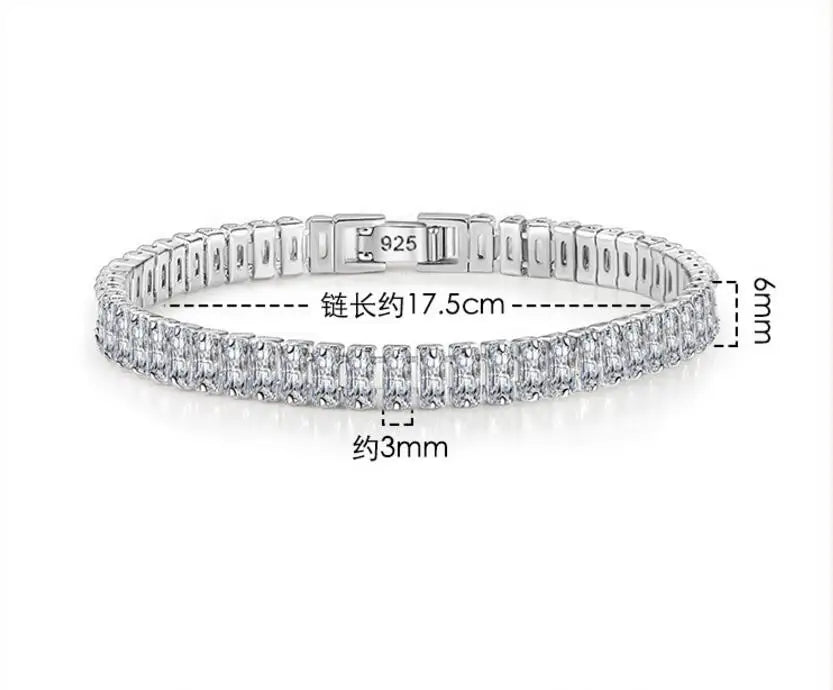 Real Moissanite Bracelet Sparkling S925 Sterling Silver Luxury Diamond Jewelry