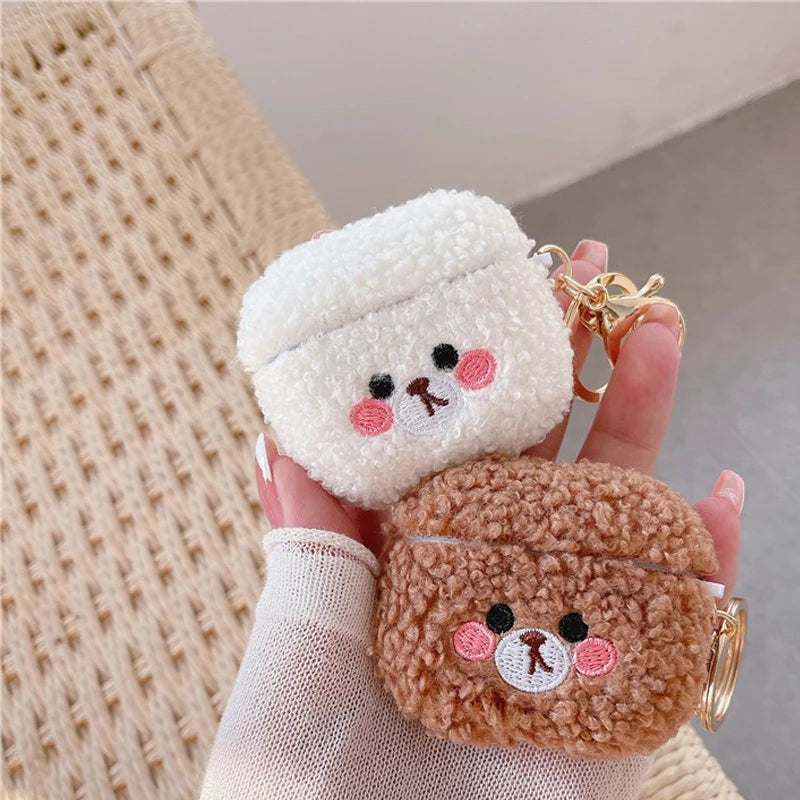 Cute Plush Teddy Bear with Pendant Wireless Bluetooth Earphone Case Suitable for Airpods1/2/3/4/pro Fashion Earphone Accessories