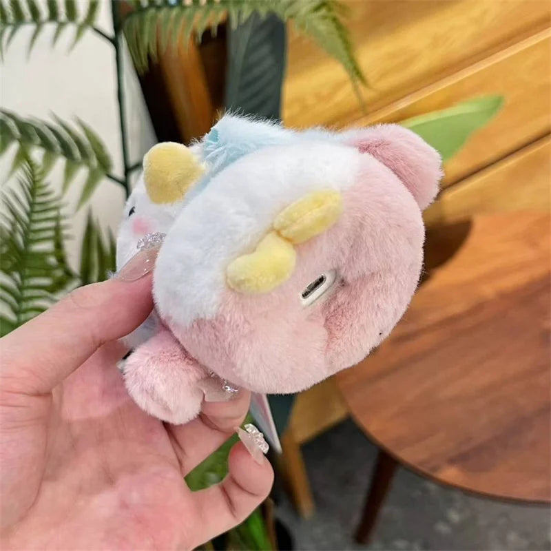 Funny Cute Plush Penguin Headphone Case For Apple Airpods 4 3 2 Pro Cover Kawaii Fur Fluffy Headset Cases for Airpod Pro2 Funda