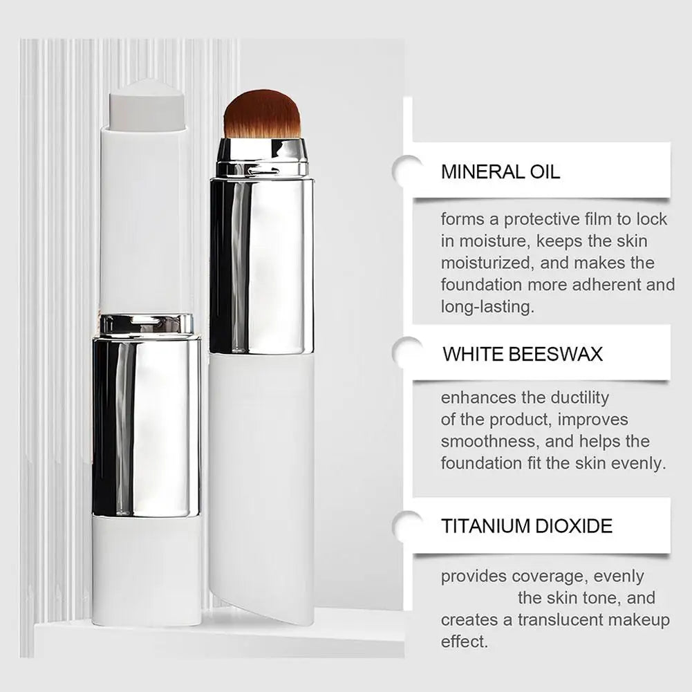 Color-Changing Foundation Stick With Detachable Brush 2-in-1 Multifunctional Lightweight Brighten Matte Foundation Base Makeup