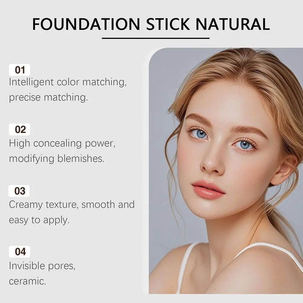 Color-Changing Foundation Stick With Detachable Brush 2-in-1 Multifunctional Lightweight Brighten Matte Foundation Base Makeup
