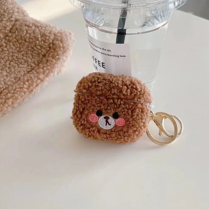 Cute Plush Teddy Bear with Pendant Wireless Bluetooth Earphone Case Suitable for Airpods1/2/3/4/pro Fashion Earphone Accessories