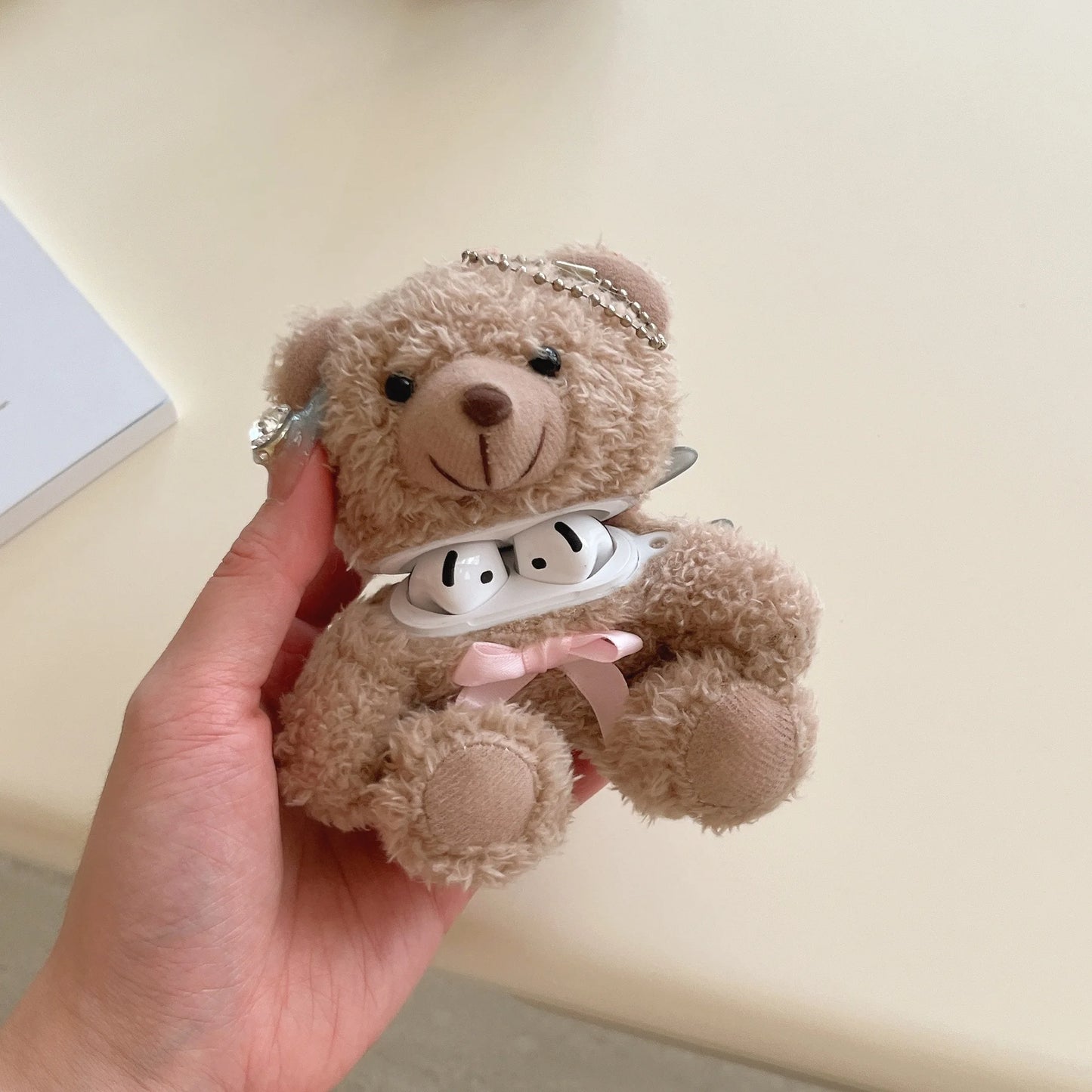 Cute Cartoon Fur Bear shape Case for Airpods 4 3 2 1 Air Pods Pro2 Generation Funny Fluffy Plush Warm Women Girls Cover