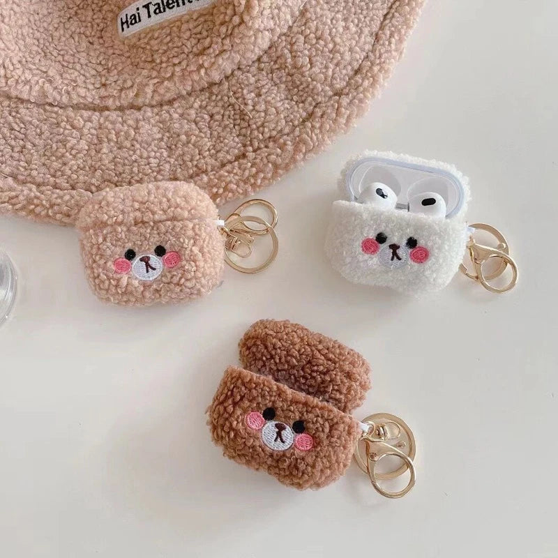 Cute Plush Teddy Bear with Pendant Wireless Bluetooth Earphone Case Suitable for Airpods1/2/3/4/pro Fashion Earphone Accessories