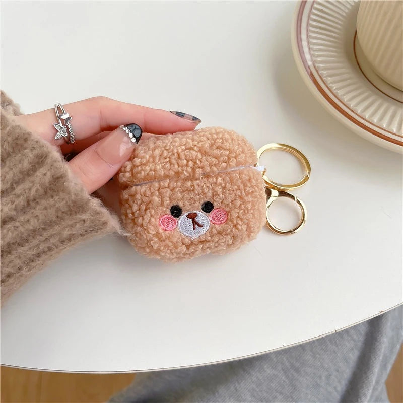 Cute Plush Teddy Bear with Pendant Wireless Bluetooth Earphone Case Suitable for Airpods1/2/3/4/pro Fashion Earphone Accessories