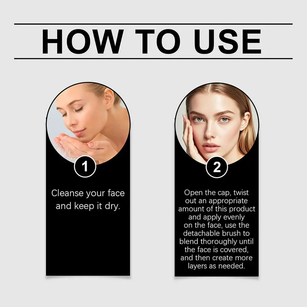 Color-Changing Foundation Stick With Detachable Brush 2-in-1 Multifunctional Lightweight Brighten Matte Foundation Base Makeup