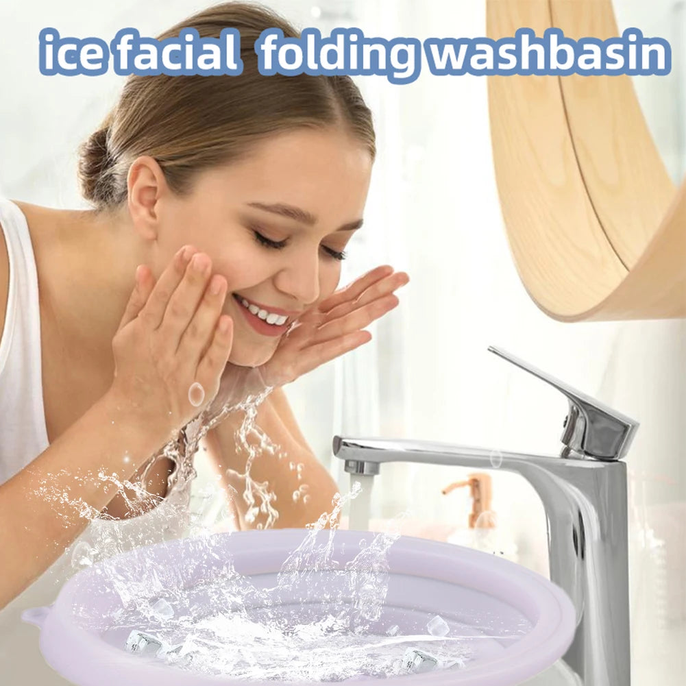 Foldable Silicone Ice Bath Tray Cold Therapy Portable Cryo Skin Tool Travel Beauty Bowl Facial Tool Face Ice Bath Water Chiller