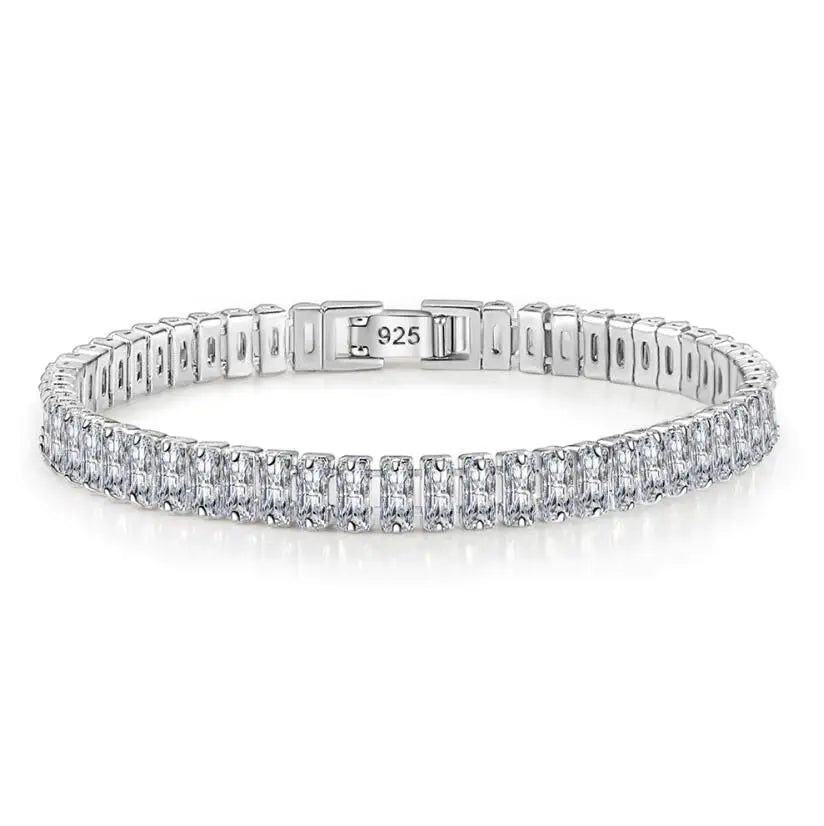 Real Moissanite Bracelet Sparkling S925 Sterling Silver Luxury Diamond Jewelry