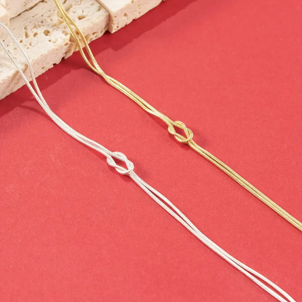 eManco Fashion High Quality Stainless Steel Gold Plated Couple Bracelets Classic Round Snake Chain Knotted Simple Accessories