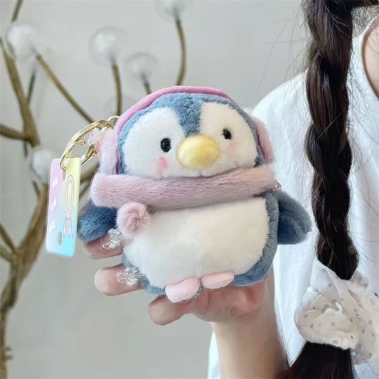 Funny Cute Plush Penguin Headphone Case For Apple Airpods 4 3 2 Pro Cover Kawaii Fur Fluffy Headset Cases for Airpod Pro2 Funda