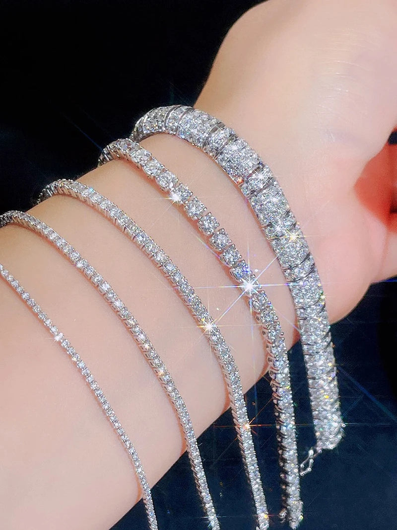 Real Moissanite Bracelet Sparkling S925 Sterling Silver Luxury Diamond Jewelry