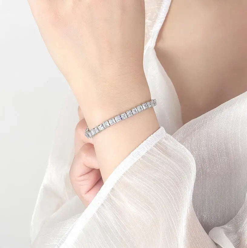 Real Moissanite Bracelet Sparkling S925 Sterling Silver Luxury Diamond Jewelry