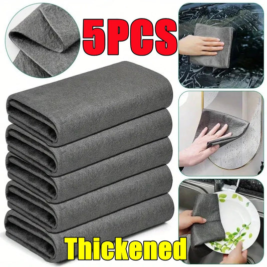 5-1PC Thickened Magic Cleaning Cloth Microfiber Glass Clean Towel Reusable Washable Lint-free Cleaning Rag for Kitchen Glass Car