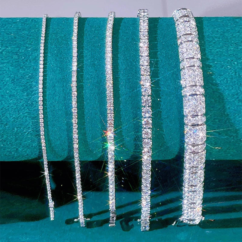 Real Moissanite Bracelet Sparkling S925 Sterling Silver Luxury Diamond Jewelry